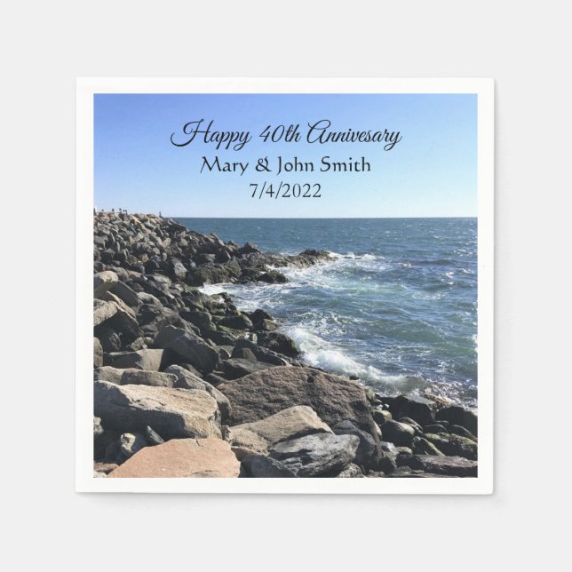 Photo of Atlantic Ocean Blue 40th Anniversary Napkin (Front)