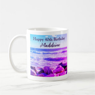 Photo of Atlantic Ocean Waves 40th Birthday Purple Coffee Mug