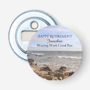 Photo of Atlantic Ocean Waves Happy Retirement Bottle Opener