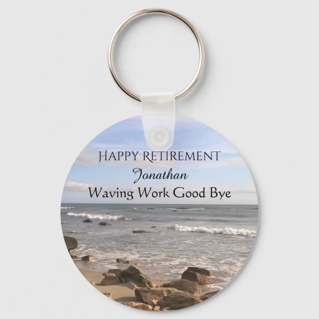 Photo of Atlantic Ocean Waves Retirement Funny Key Ring (Front)