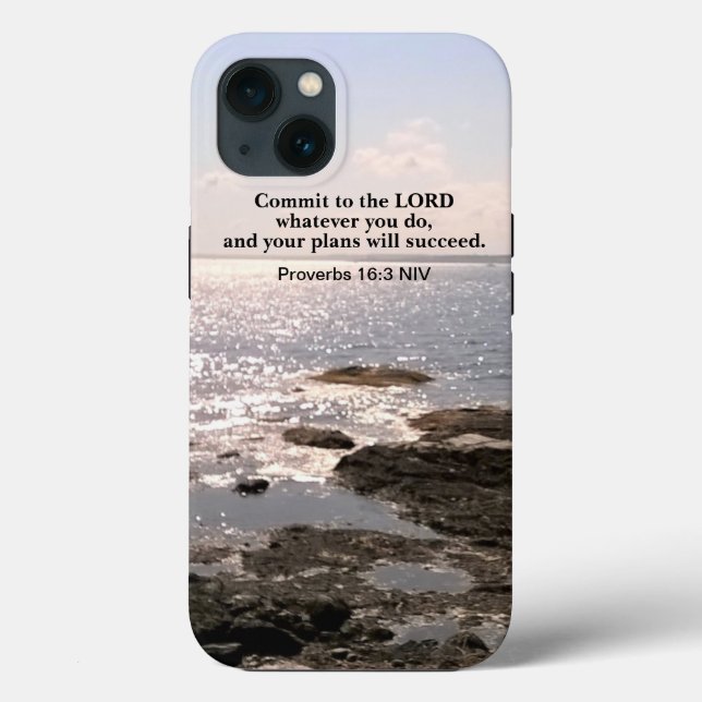 Photo of Atlantic Ocean With Bible Success Verse Case-Mate iPhone Case (Back)