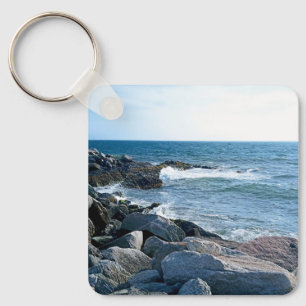 Photo of Atlantic Ocean with Splashing Waves Key Ring