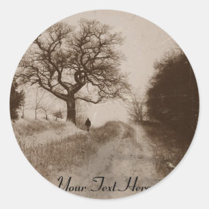 photo of atmospheric winter snow scene   classic round sticker