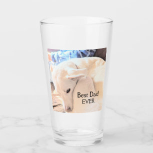 Photo of Beautiful White Dog with Dad Father's Day Glass