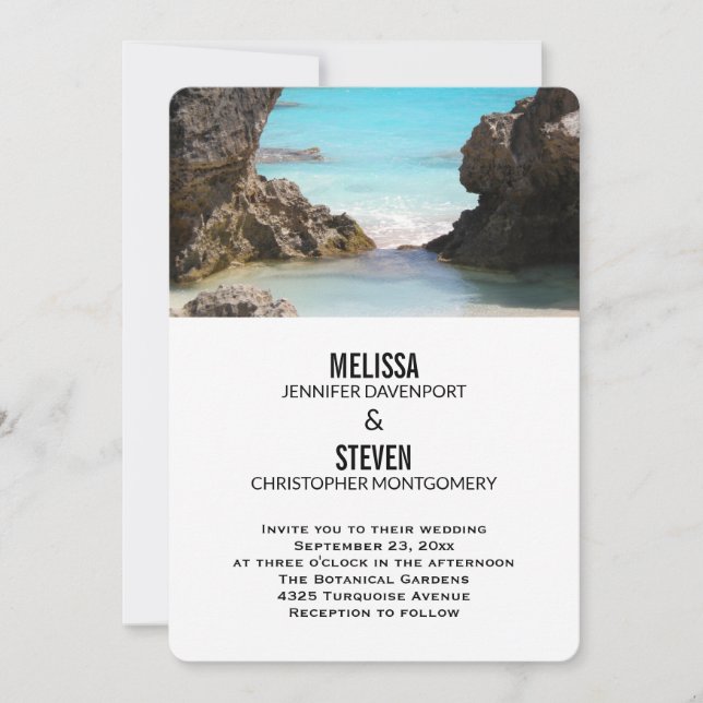 Photo of Bermuda Coast Tropical Wedding Invitation (Front)