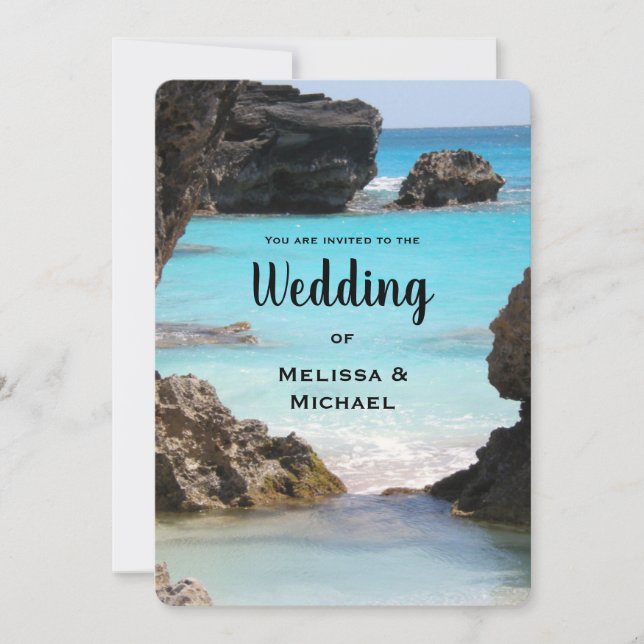 Photo of Bermuda Coast Tropical Wedding Invitation (Front)