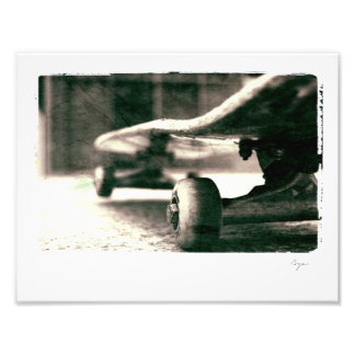 Photo of black and white skateboard