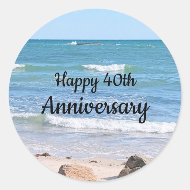 Photo of Blue Atlantic Ocean Celebration Party Classic Round Sticker (Front)