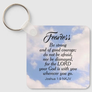 Photo of Blue Cloudy Sky Be Not Afraid Bible Verse Key Ring