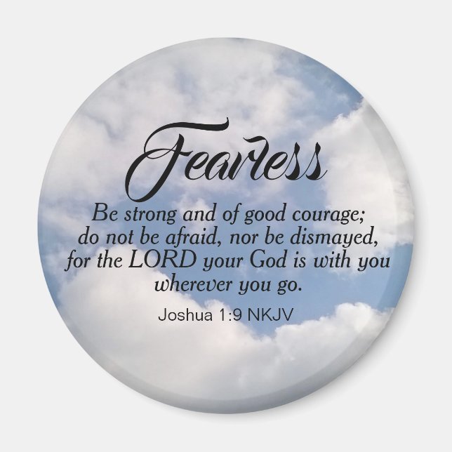 Photo of Blue Cloudy Sky Be Not Afraid Bible Verse Magnet (Front)