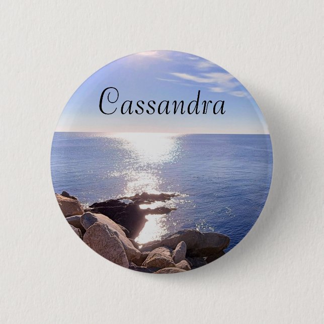Photo of Blue Ocean Custom Name 6 Cm Round Badge (Front)