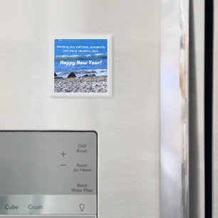 Photo of Blue Ocean Happy New Year Wishes Magnet