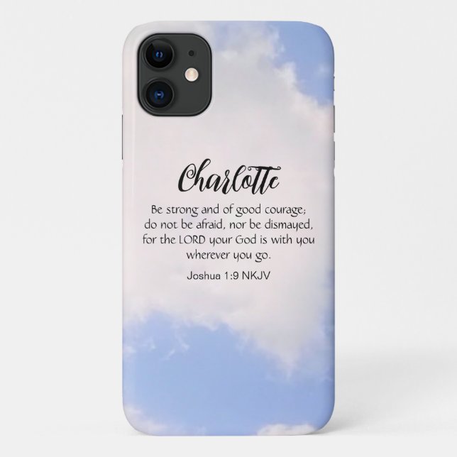 Photo of Blue Sky Be Not Afraid Bible Verse Name Case-Mate iPhone Case (Back)