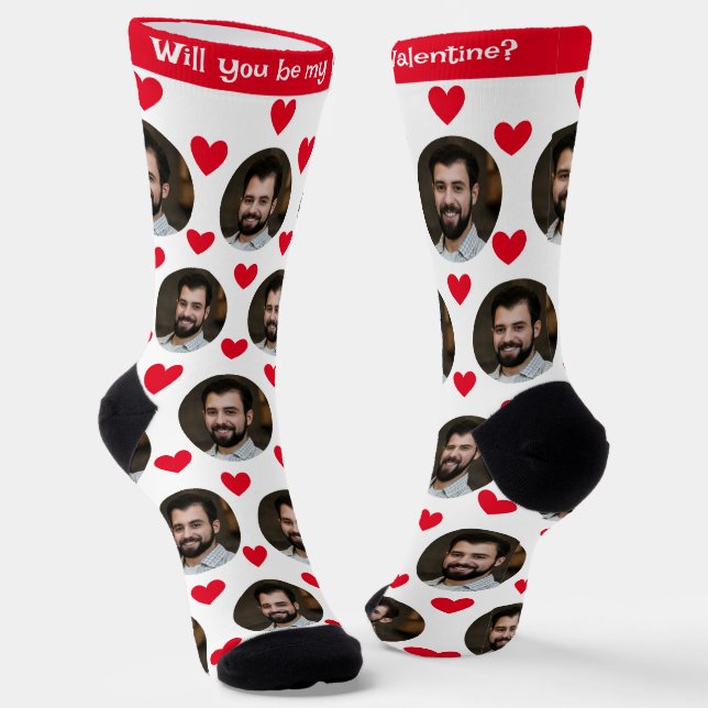 Photo of Boyfriend for Girlfriend Heart Valentine Socks (Angled)