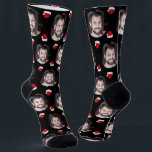 Photo of Boyfriend for Girlfriend Santa Christmas Socks<br><div class="desc">These fun photo of boyfriend for girlfriend Christmas socks feature your own photo on a blackbackground with red and white Santa hats and are sure to bring your girlfriend a smile! She will think of you every time she puts these on and will love them almost as much as she...</div>