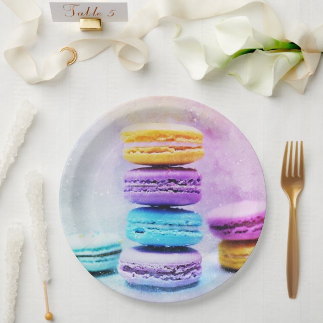 Photo of Colourful Delicious Macarons Paper Plate (Wedding)