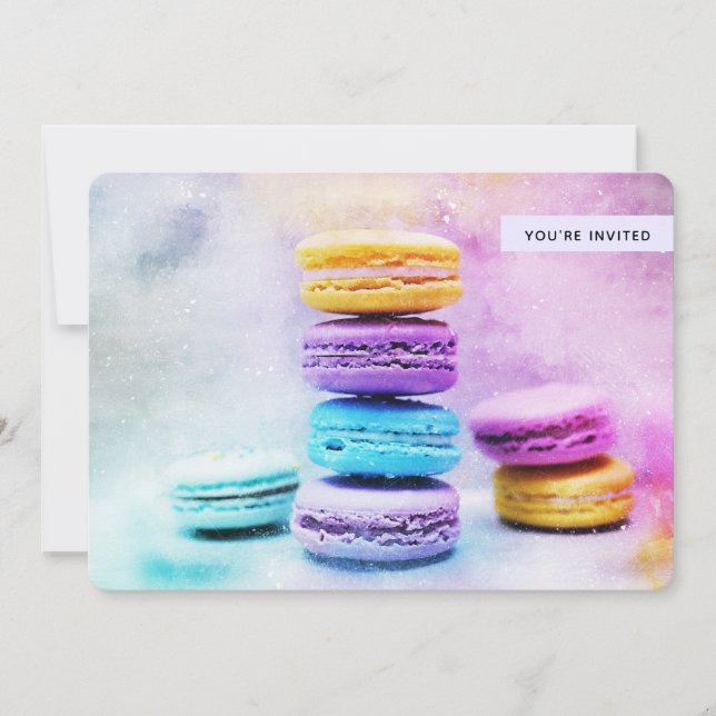 Photo of Colourful Macarons Bridal Shower Invitation (Front)