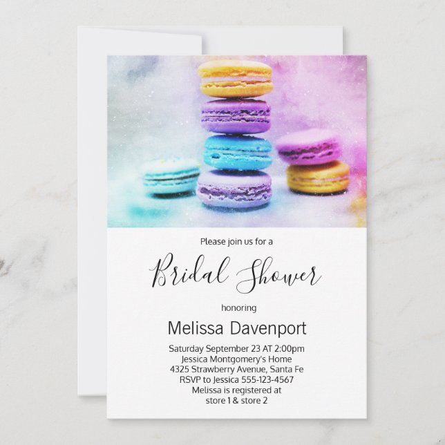 Photo of Colourful Macarons Bridal Shower Invitation (Front)