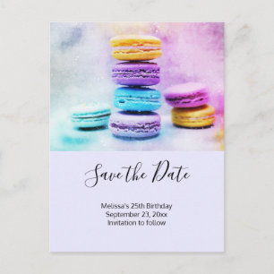 Photo of Colourful Macarons Save the Date Invitation Postcard