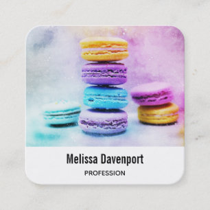 Photo of Colourful Macarons Square Business Card