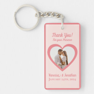 Photo of Couple  in Heart Wedding Favour Peach Key Ring