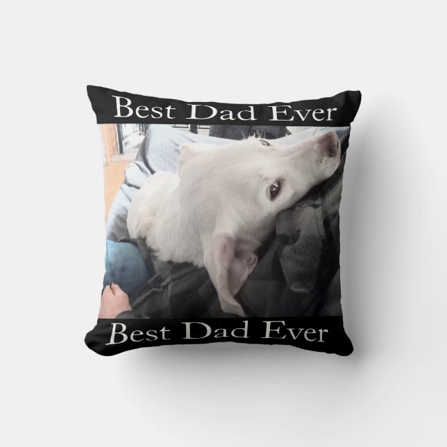 Photo of Cute Dog Best Dad Ever Black Cushion (Front)