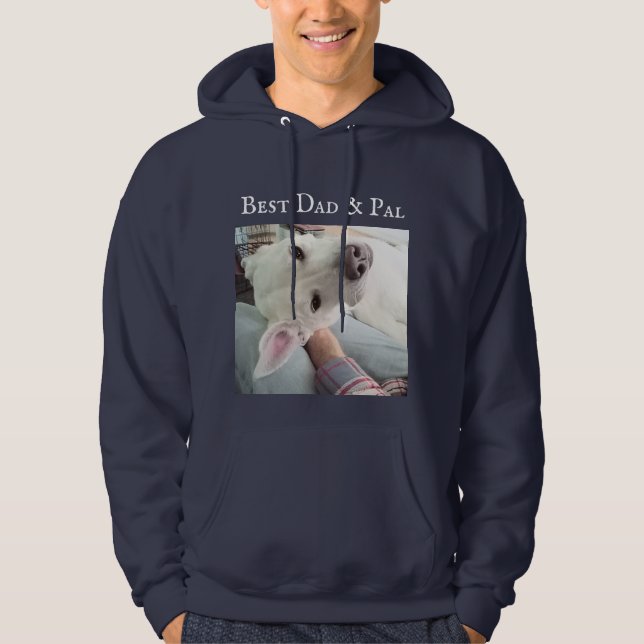 Photo of Cute Dog Best Dad Pal Ever Blue Denim Hoodie (Front)