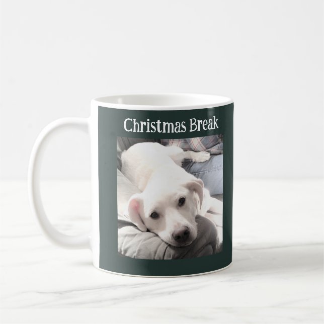 Photo of Cute Dog Christmas Break Green Coffee Mug (Left)