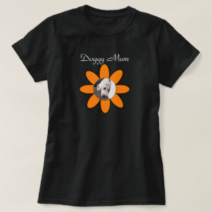 Photo of Cute Dog on Pretty Orange Flower Mum T-Shirt