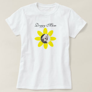 Photo of Cute Dog on Pretty Yellow Daisy Mum T-Shirt