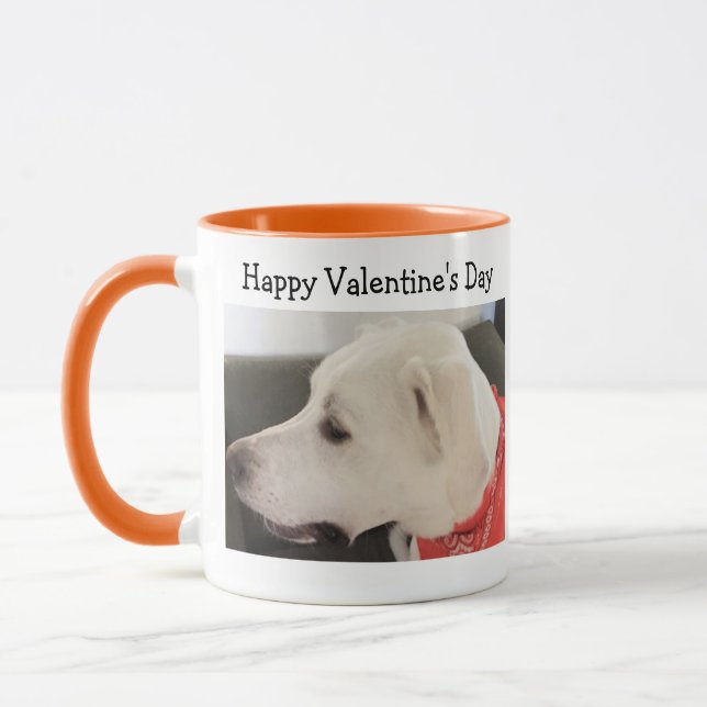Photo of Cute Dog Profile Wearing Scarf Orange Mug (Left)