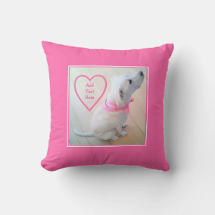 Photo of Cute Dog Wearing Pink Scarf Mother's Day Cushion