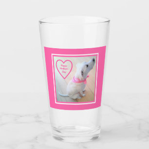 Photo of Cute Dog Wearing Pink Scarf Mother's Day Glass