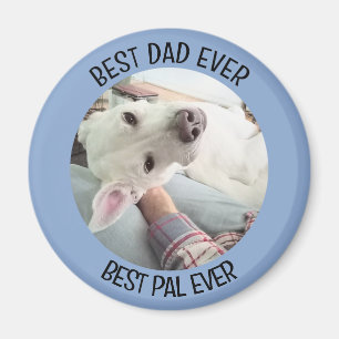 Photo of Cute Dog with Best Dad Pal Denim Blue Magnet