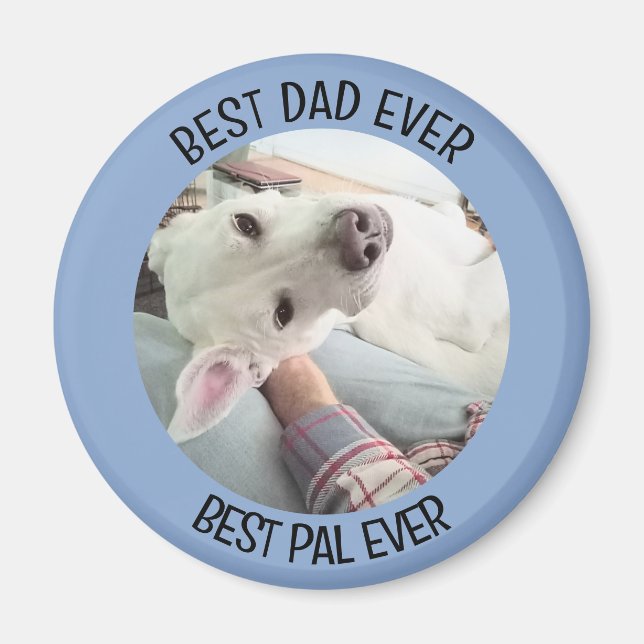 Photo of Cute Dog with Best Dad Pal Denim Blue Magnet (Front)