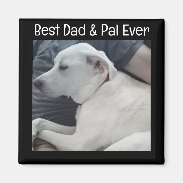 Photo of Cute Dog with Best Pal Ever Square Magnet (Front)