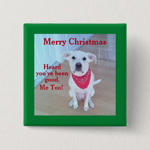 Photo of Cute Dog With Funny Sticking Out Ears 15 Cm Square Badge