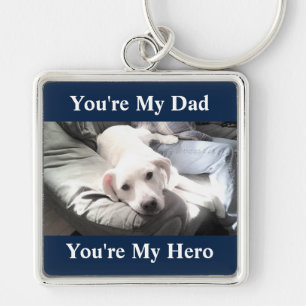 Photo of Cute Labrador Retriever Mix With Dad Blue Key Ring