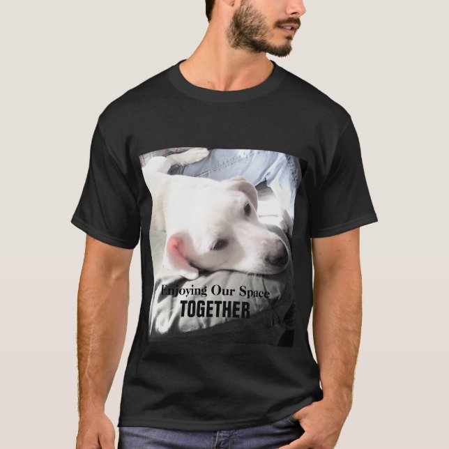 Photo of Cute Lazy White Dog Coach Potato With Dad T-Shirt (Front)