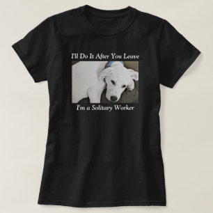 Photo of Cute Lazy White Dog Funny Black T-Shirt