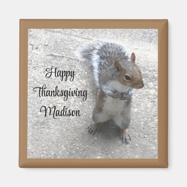 Photo of Cute Little Squirrel with Fluffy Tail Mag Magnet (Front)