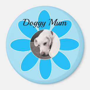 Photo of Cute Puppy Dog in Blue Mum Frame Magnet