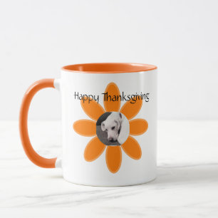 Photo of Cute Puppy Dog in Orange Flower Frame Mug