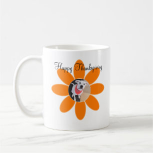 Photo of Cute Puppy Dog in Orange Flower Holiday Coffee Mug