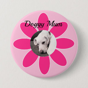 Photo of Cute Puppy Dog in Pink Mum Frame Button