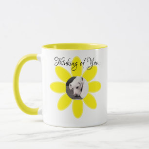 Photo of Cute Puppy Dog in Yellow Flower Frame Mug