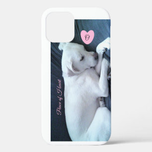 Photo of Cute Sleeping Dog with Heart Monogram iPhone 12 Case