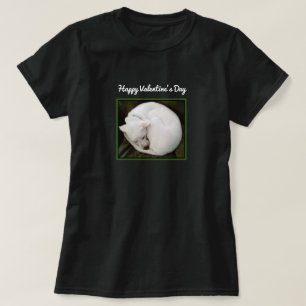 Photo of Cute White Dog Curled Up Valentine's Day T-Shirt