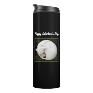 Photo of Cute White Dog Curled Up Valentines Day Thermal Tumbler