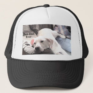 Photo of Cute White Dog Hanging Out Best Dad Ever Trucker Hat